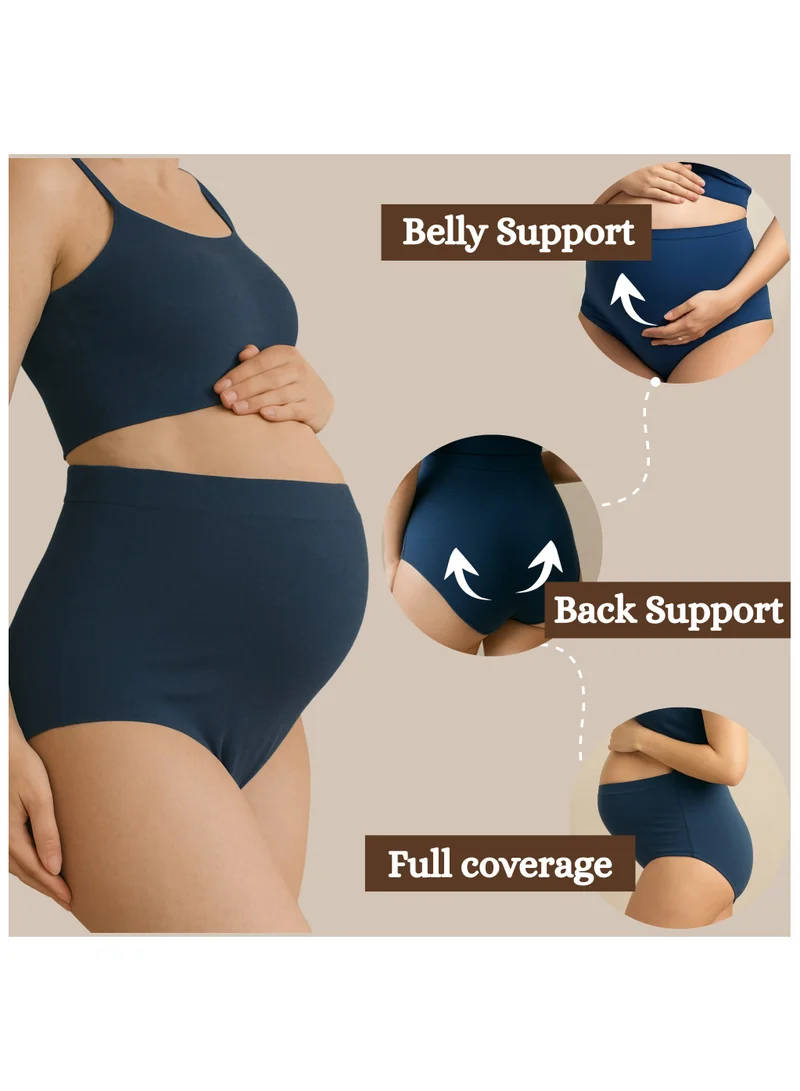 TUMMY Pack of 3 High Waist Bamboo Cotton Pregnancy Pants with Full Belly Support Comfty Breathable for Women Panties