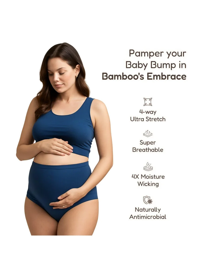 TUMMY Pack of 3 High Waist Bamboo Cotton Pregnancy Pants with Full Belly Support Comfty Breathable for Women Panties