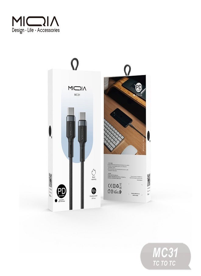 MIQIA PD60W Type-C to Type-C Cable Black 1M  - Image 3