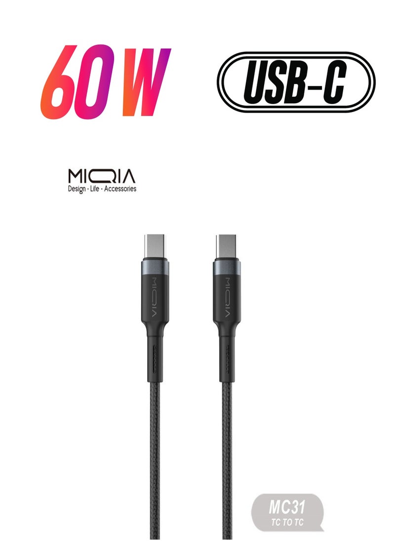 MIQIA PD60W Type-C to Type-C Cable Black 1M  - Image 1
