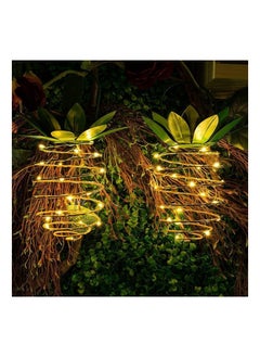 2 Pack Solar Pineapple Light, Outdoor Garden Decor Waterproof Hanging Light Patio Illumination Porch Path Lighting Lawn Fixture Handle Equipped Lantern for Yard Walkway