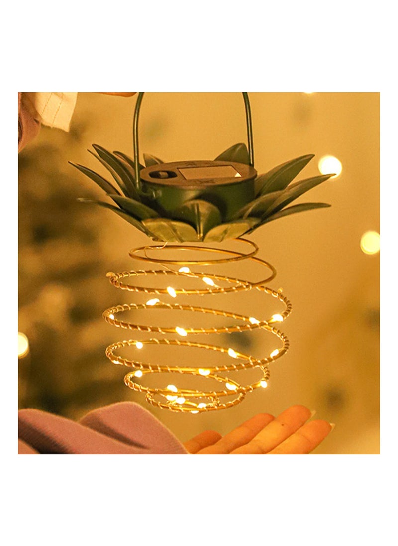 Y&D - 2 Pack Solar Pineapple Light, Outdoor Garden Decor Waterproof Hanging Light Patio Illumination Porch Path Lighting Lawn Fixture Handle Equipped Lantern for Yard Walkway - Image 1