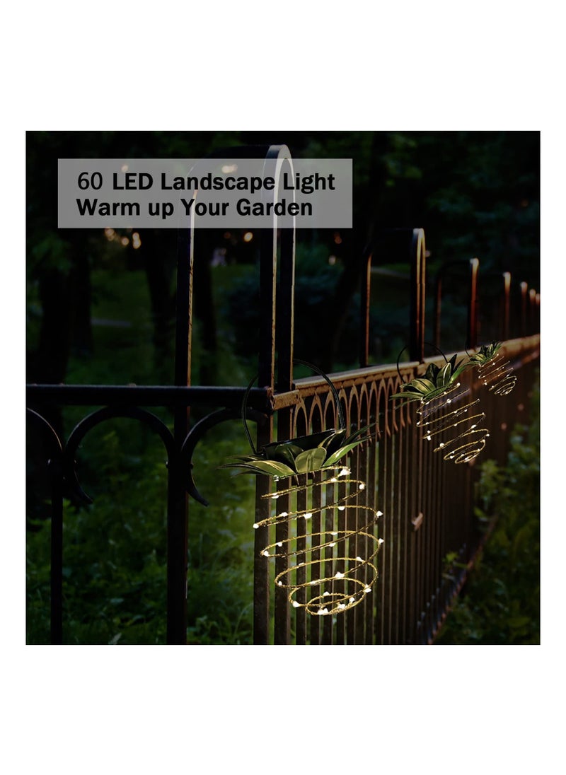 Y&D - 2 Pack Solar Pineapple Light, Outdoor Garden Decor Waterproof Hanging Light Patio Illumination Porch Path Lighting Lawn Fixture Handle Equipped Lantern for Yard Walkway - Image 1