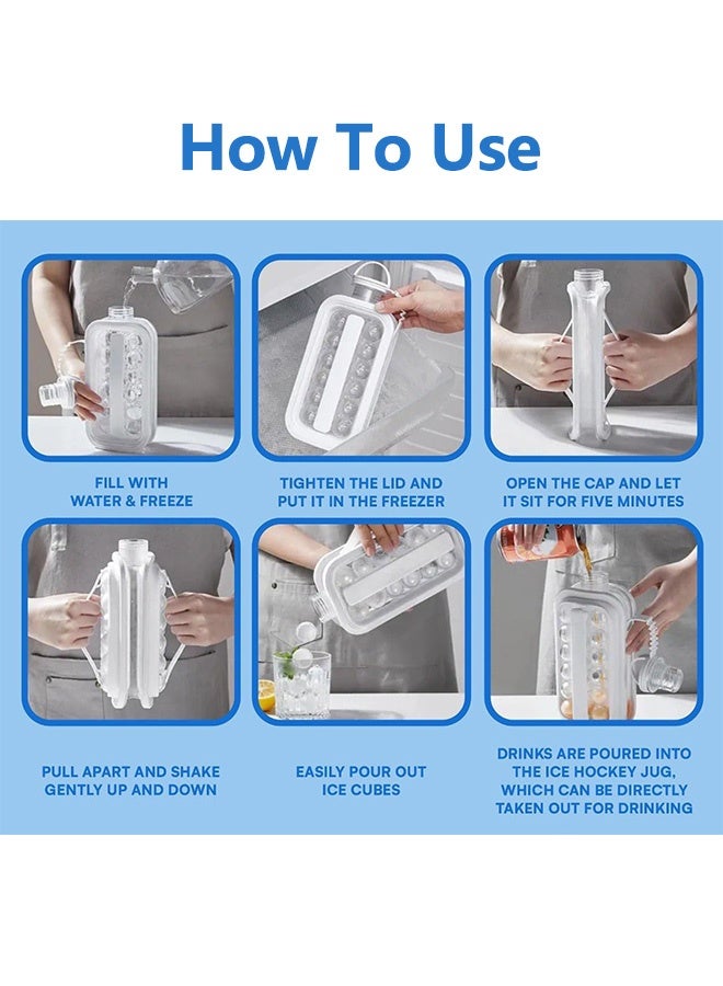 GNAFOTU Ice Cube Trays 2 in 1 Portable Ice Ball Maker Kettle With 17 Grids Flat Body Lid Cooling Ice Pop/Cube Molds For Hockey Juice Coffee Cocktail Whiskey, White - Image 3