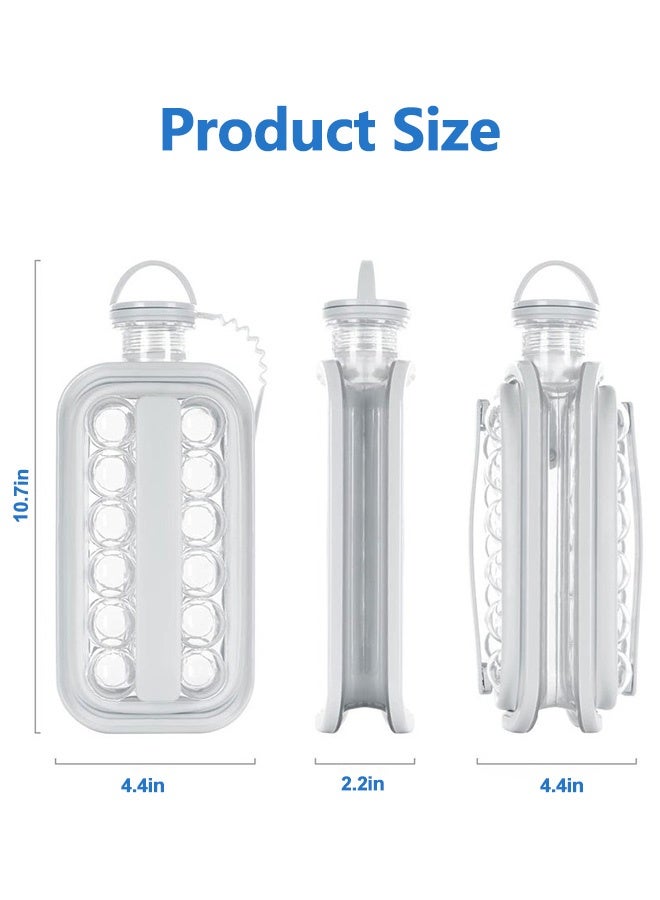 GNAFOTU Ice Cube Trays 2 in 1 Portable Ice Ball Maker Kettle With 17 Grids Flat Body Lid Cooling Ice Pop/Cube Molds For Hockey Juice Coffee Cocktail Whiskey, White - Image 4