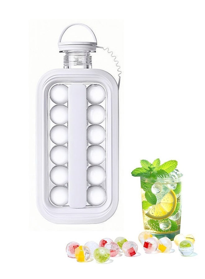 GNAFOTU Ice Cube Trays 2 in 1 Portable Ice Ball Maker Kettle With 17 Grids Flat Body Lid Cooling Ice Pop/Cube Molds For Hockey Juice Coffee Cocktail Whiskey, White - Image 1