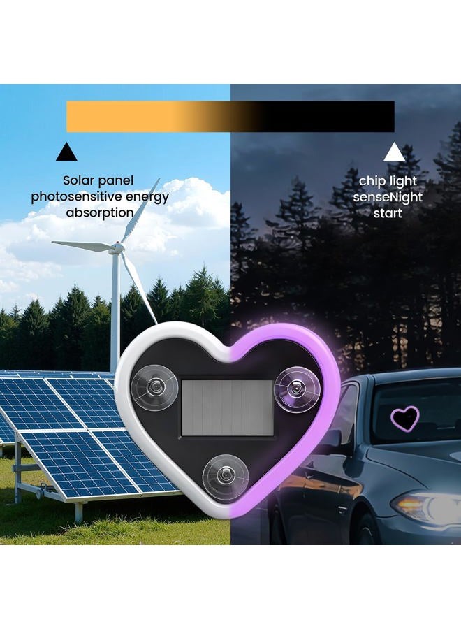 KCMOSGI Car LED Ambient Light, Solar-Powered Heart-Shaped LED Neon Light, 5 Modes, IP65 Waterproof, Romantic Cars for Night Driving, Heart Car Accessories for Christmas, Valentine's Day, Anniversary - Image 4