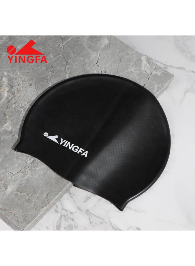 Yingfa Swimming Cap For Men And Women, Long Hair Silicone Waterproof Non-slip With Inner Particles, Professional Training Swim Cap, Black - Image 2