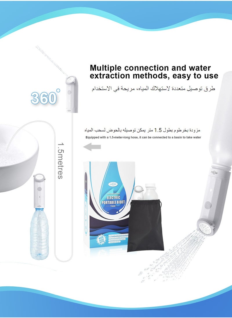 LUCKIER - Portable Electric Travel Shattaf (Bidet):  2 Spray Modes,USB Rechargeable, Electric Mini Bidet Pressure Adjustable for Camping, Desert Trips, Airplanes, Trains & Personal Hygiene - Image 1