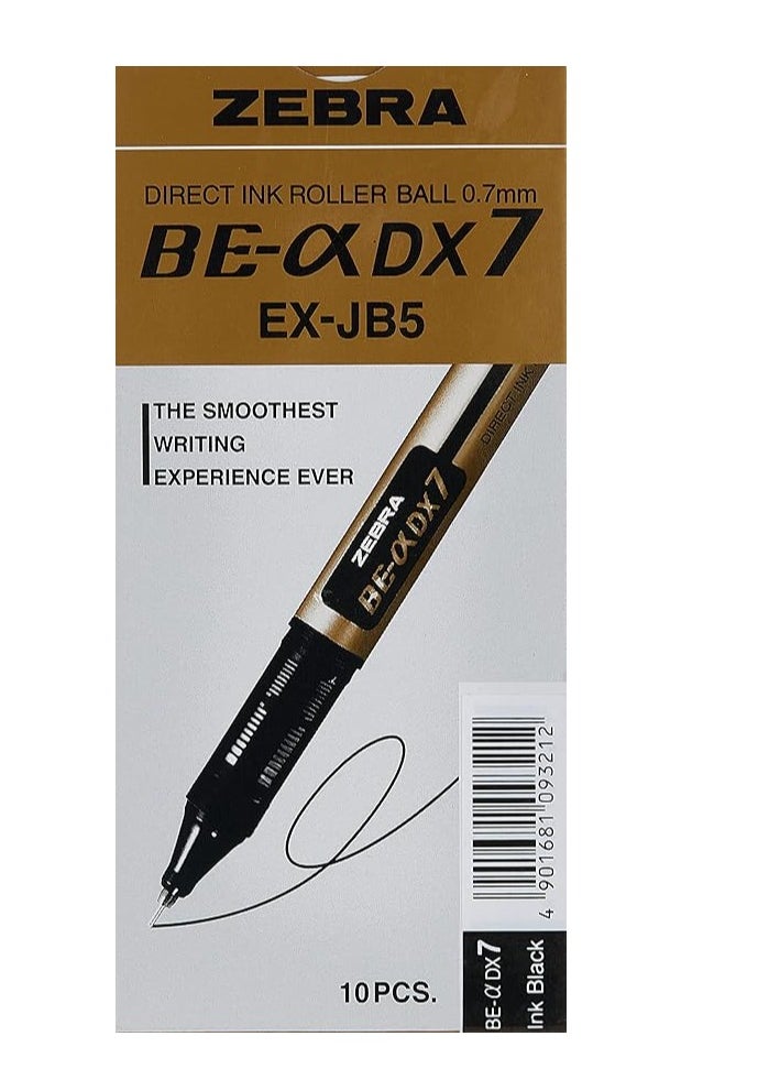 ZEBRA Zebra DX7 Liquid Ink Rollerball 0.7 Medium - Black (Pack of 10)  - Image 1