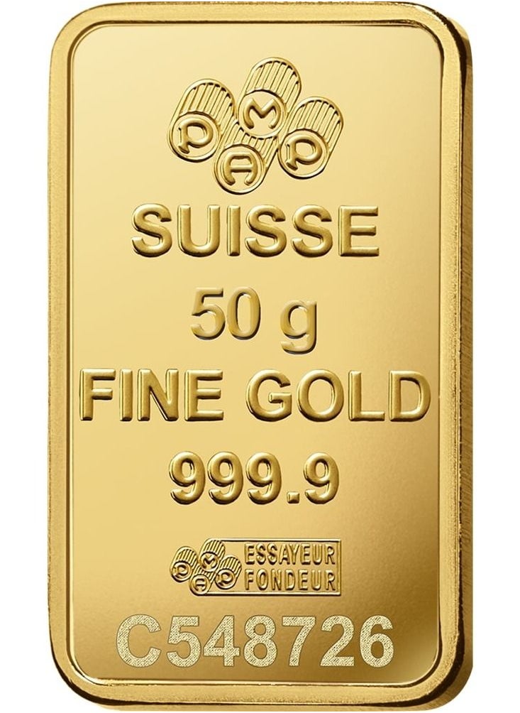 PAMP - Swiss Made 24K(999.9) Pamp 50g Gold Bar - Image 1