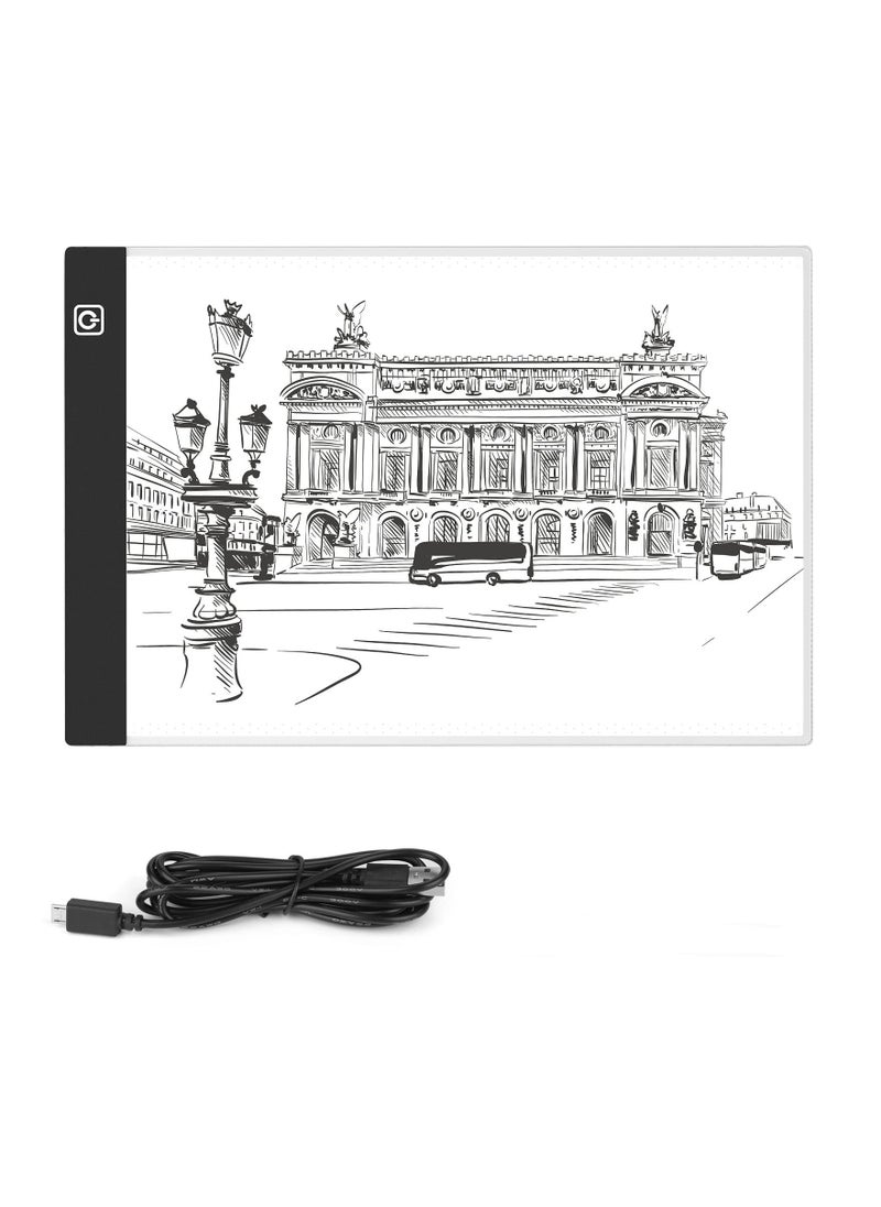 A5 LED Drawing Light Box, 15x21cm Adjustable Drawing Pad Tracing Copy Board Sketching Light Pad Portable Art Light Table Ultra-Thin Lightboard for Diamond Painting Sketching Animation X-RAY Viewing