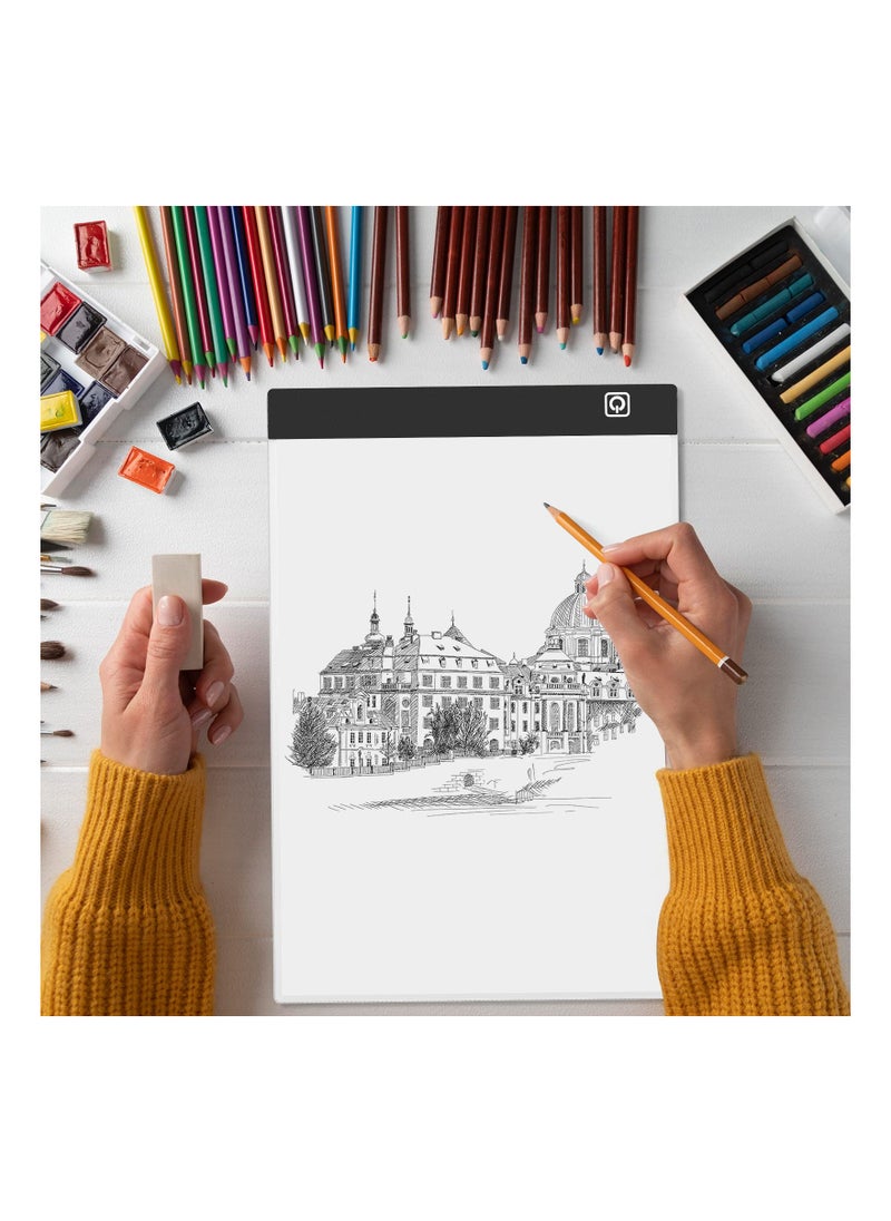 A5 LED Drawing Light Box, 15x21cm Adjustable Drawing Pad Tracing Copy Board Sketching Light Pad Portable Art Light Table Ultra-Thin Lightboard for Diamond Painting Sketching Animation X-RAY Viewing