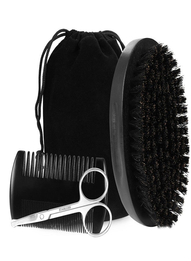 PHOGARY Beard Brush for Men, Beard Grooming Kit for Men Including Pure Boar Bristle Beards Brush Mustache Comb Scissors Travel Storage Bag - Image 1