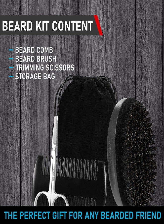PHOGARY Beard Brush for Men, Beard Grooming Kit for Men Including Pure Boar Bristle Beards Brush Mustache Comb Scissors Travel Storage Bag - Image 4