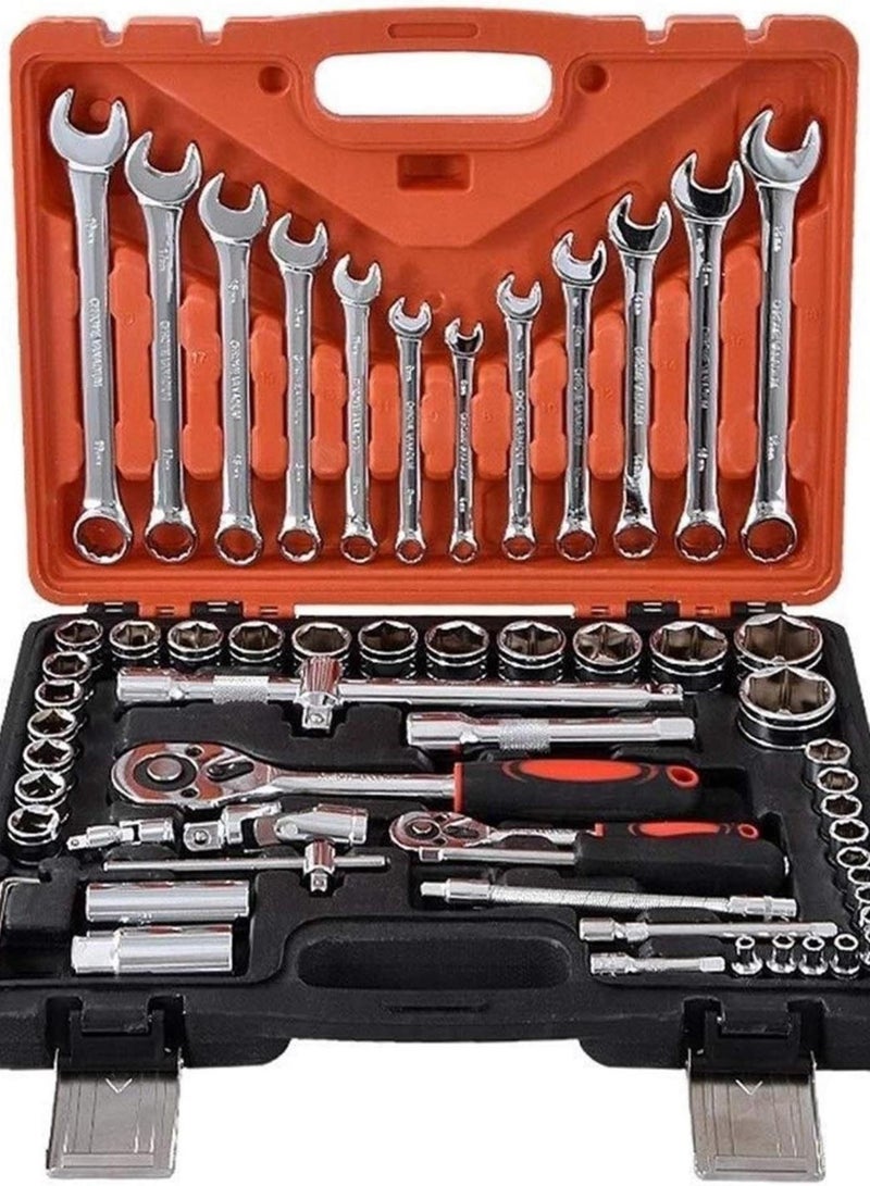 GGOOT 61 pcs/set Socket Wrench Set Spanner Car Ship Machine Repair Service Tools Kit with Heavy Duty Ratchet Hardware Tool Kits  - Image 1