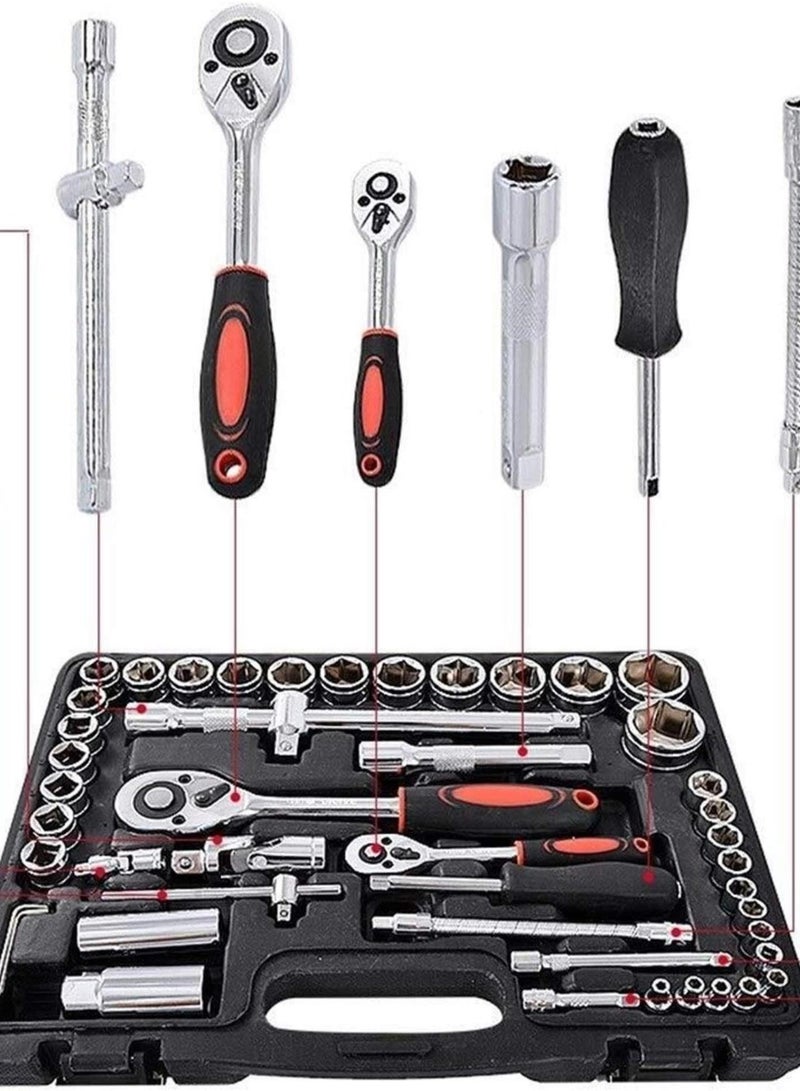 GGOOT 61 pcs/set Socket Wrench Set Spanner Car Ship Machine Repair Service Tools Kit with Heavy Duty Ratchet Hardware Tool Kits  - Image 4