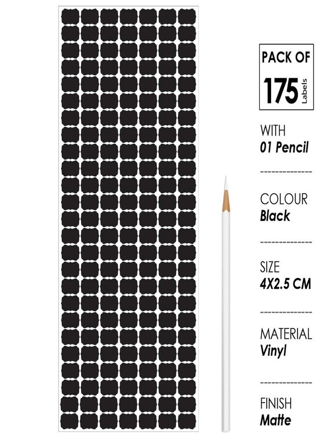 SWASUM Pack of 175 Pieces Waterproof Chalkboard Labels with Pen Reusable Blackboard Stickers for Jars, Canisters, Kilner Jars, Scrapbooking, Food Storage Labels, Weddings (4cm x 2.5 cm, Black) - Image 1