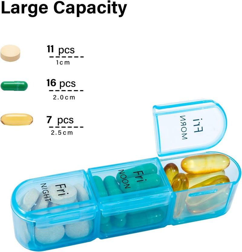Daviky Pill Organizer 3X a Day, Weekly Pill Organizer 3 Times a Day, Pill Box 7 Day, Pill Cases Organizers 7 Day, Daily Pill Organizer Travel, Medicine Pill Organizer to Hold Vitamins and Medication - Image 2