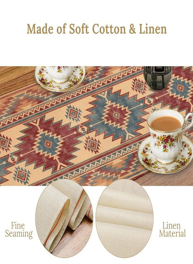 KANEPE Aztec Table Runner Native American Tribal India Geometric Ethnic Texture Decor for Indoor Outdoor Party Dinner Festival Farmhouse Holiday Dining Room Home Kitchen Restaurant, 13x36in - Image 4
