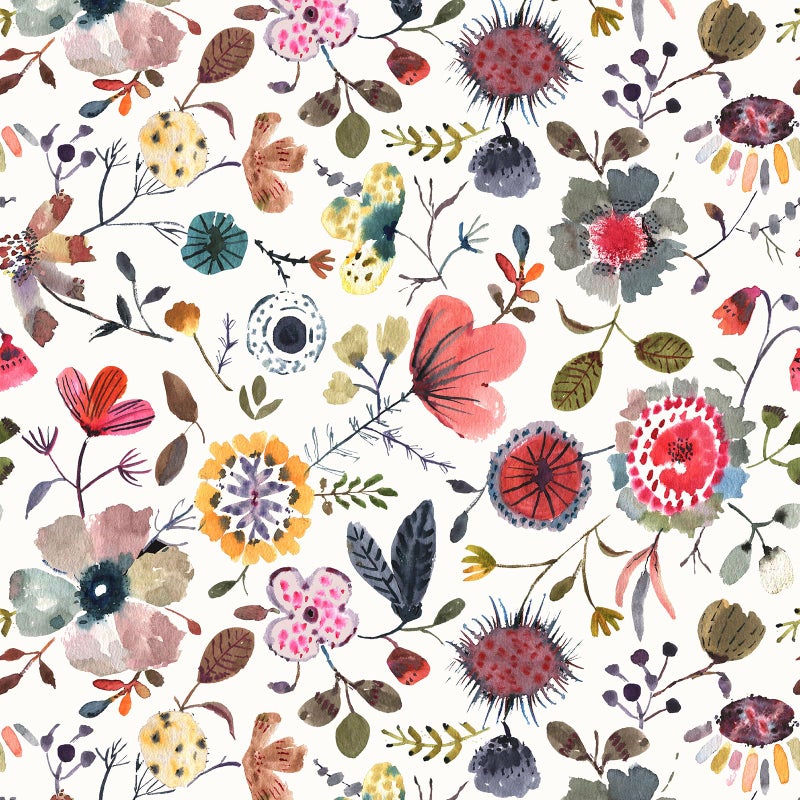 Vintique Wallpaper Peel and Stick Floral Wall Paper Removable Waterproof White/Green/Red Contact Paper for Bedroom, Bathroom, Home Wall 17.3" x 118" - Image 1