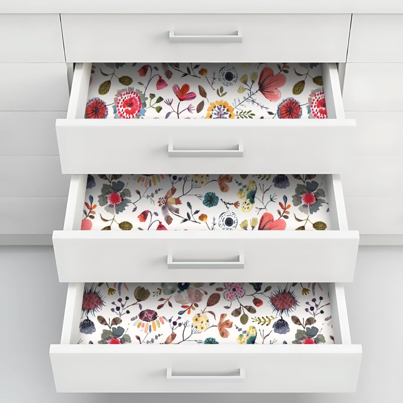 Vintique Wallpaper Peel and Stick Floral Wall Paper Removable Waterproof White/Green/Red Contact Paper for Bedroom, Bathroom, Home Wall 17.3" x 118" - Image 5