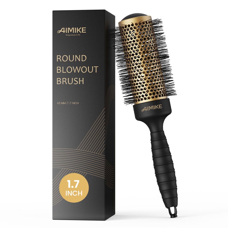 AIMIKE Round Brush for Blow Out, Medium Round Hair Brush with Nano Thermal Ceramic Tech, Quick Blow Drying & Styling, Volumizing Blowout Brushes for Women Medium Hair, 1.7 in Barrel (Not-electric) - Image 1