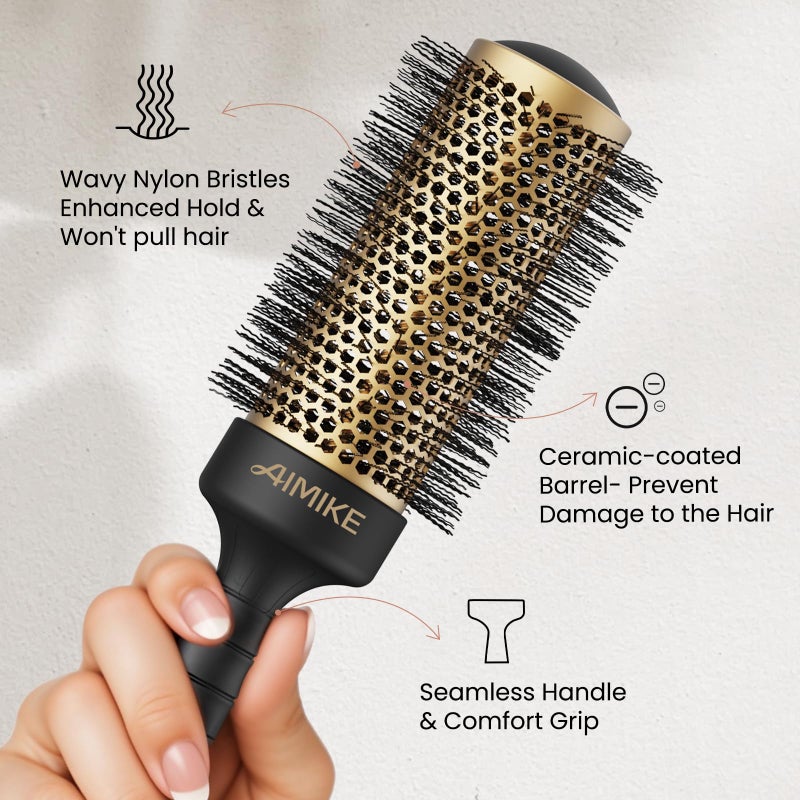 AIMIKE Round Brush for Blow Out, Medium Round Hair Brush with Nano Thermal Ceramic Tech, Quick Blow Drying & Styling, Volumizing Blowout Brushes for Women Medium Hair, 1.7 in Barrel (Not-electric) - Image 5