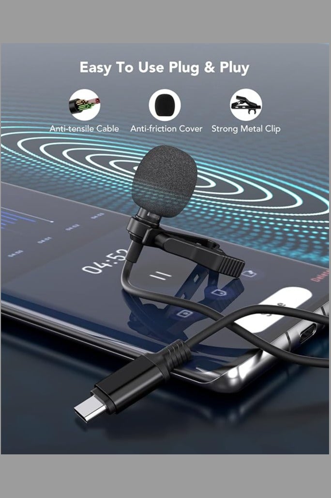 USB-C Professional Lapel Clip-on Mic for Video Recording - Omni Condenser 'Little Lav' Mic for YouTube Vlog ASMR Interview on Android Type-C - Image 3