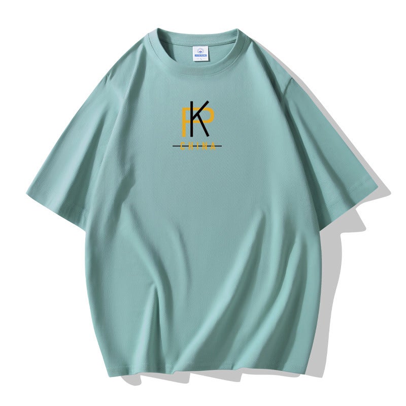 Cotton Short-Sleeved T-Shirt Men'S Loose Round Neck Printed Half-Sleeved Men'S Top Base Shirt Trendy T - Image 1