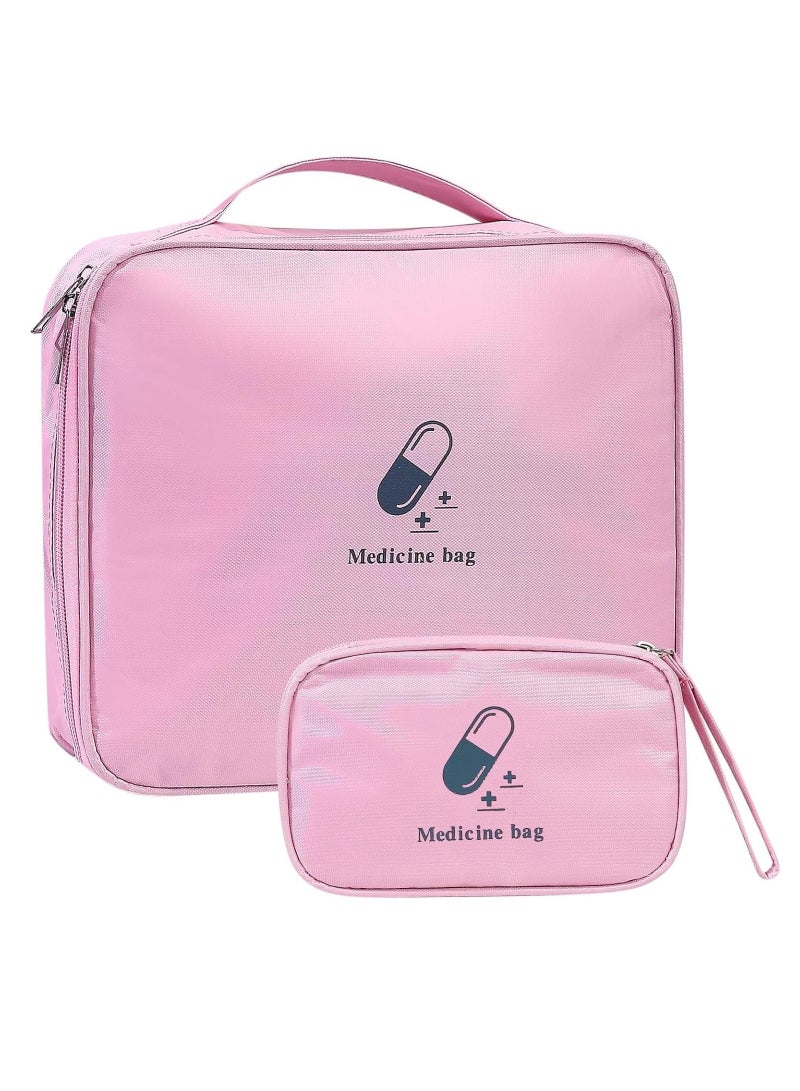 Excefore First Aid Kit Bags, Set of 2 Portable Medical Medicine Bags, Small and Large Waterproof Emergency Organizer, Ideal for Outdoor Camping Travel and Work, Red, 2 Pieces - Image 1