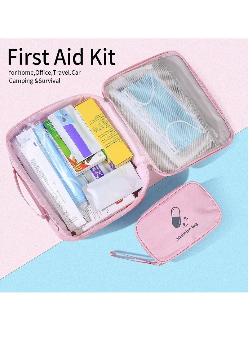 Excefore First Aid Kit Bags, Set of 2 Portable Medical Medicine Bags, Small and Large Waterproof Emergency Organizer, Ideal for Outdoor Camping Travel and Work, Red, 2 Pieces - Image 3