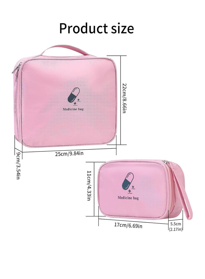 Excefore First Aid Kit Bags, Set of 2 Portable Medical Medicine Bags, Small and Large Waterproof Emergency Organizer, Ideal for Outdoor Camping Travel and Work, Red, 2 Pieces - Image 2