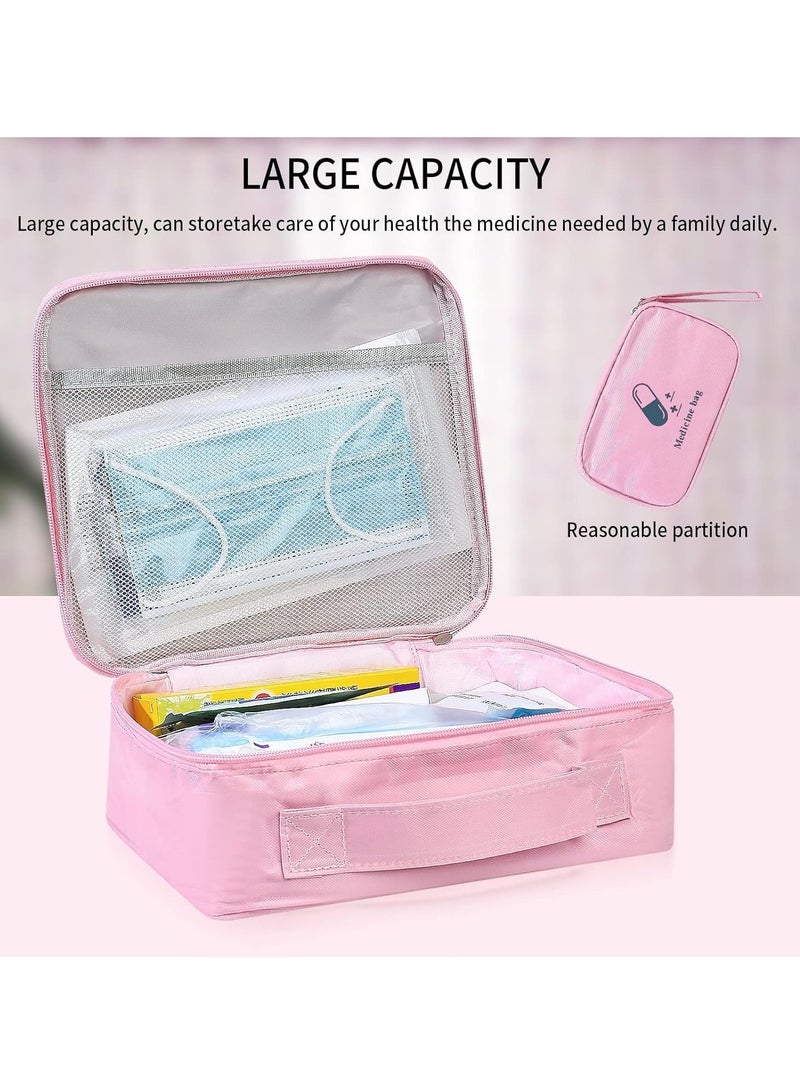 Excefore First Aid Kit Bags, Set of 2 Portable Medical Medicine Bags, Small and Large Waterproof Emergency Organizer, Ideal for Outdoor Camping Travel and Work, Red, 2 Pieces - Image 4