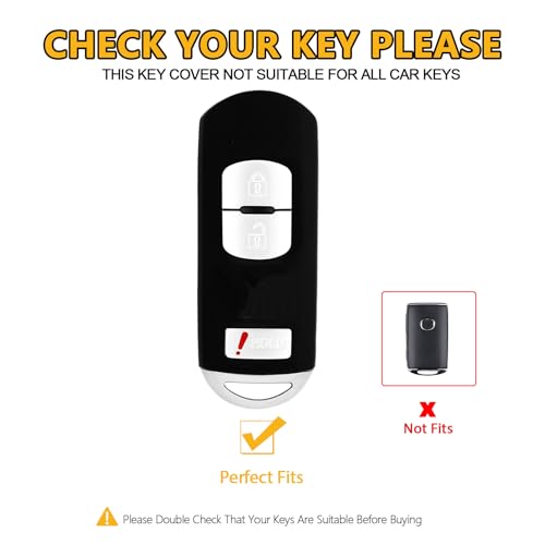 FT FUNTOR for Mazda Key Fob Cover,3 Buttons TPU Key Cover with Golden Edge,Compatible with Mazda 3 6 CX-3 CX-5 CX-7 CX-9 with Keychain (A-White) - Image 2