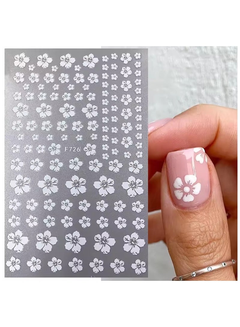 جلوسكي 4pcs ساكورا زهرة ثلاثية الأبعاد ملصقات الأظافر الأبيض زهرة الكرز الأظافر الفن الملصقات الربيع الصيف اللاصق المزلق ديكور حفل الزفاف مانيكير - Image 4