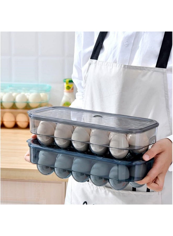 Biella Multicolor Home Egg Container For Refrigerator 16 Lattice Egg Container With Lid And Handle -Egg Holder Storage Tray - Image 5