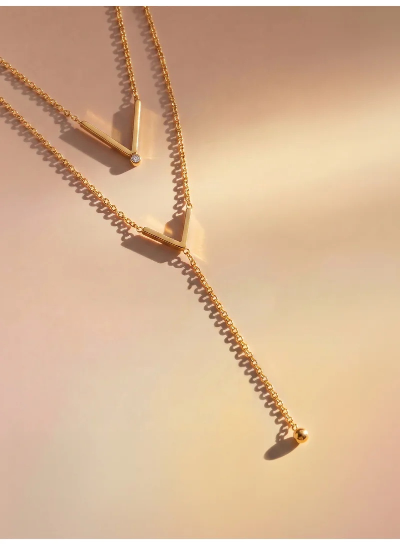 Palmonas  18K Gold Tone Plated Dual V Curve Layer Necklace For Women - Waterproof & Anti-Tarnish for Women | Best Price UAE