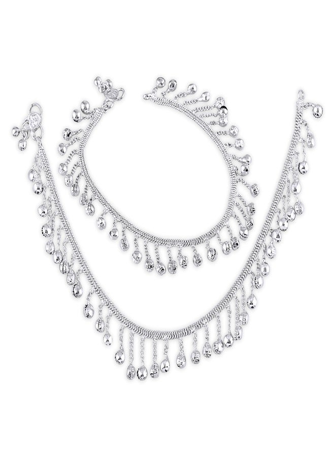 IGA COLLECTION Latest Fancy Fashionable Jewellery for All Occassions Traditional White Metal Payal Pair for Women/Girls - Image 1