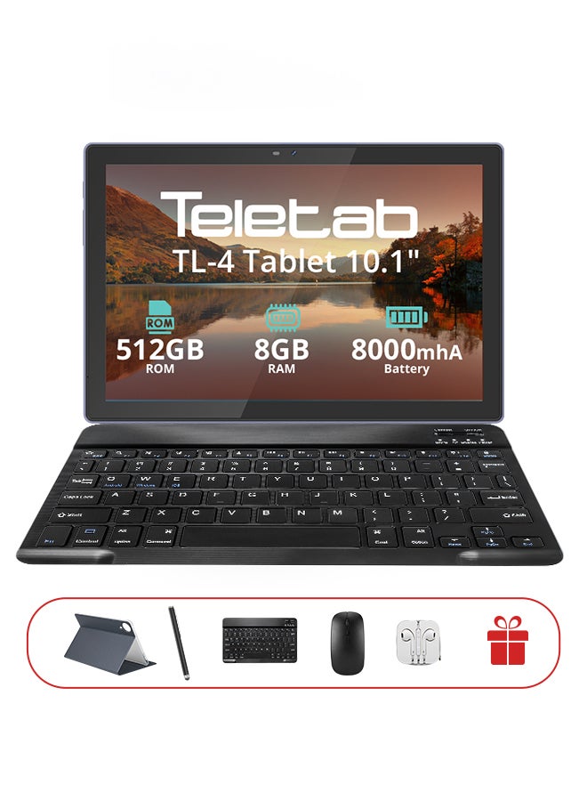 Teletab TL-4 Tablet 10.1-Inch 8GB RAM 512GB 4G-LTE Dual SIM Silver with Grey Leather Cover | Wireless Keyboard | Mouse | Pen | Earphones | Type-C Charger - Image 3