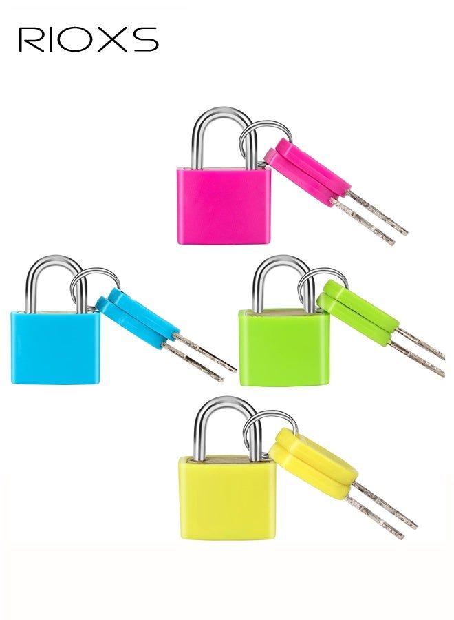 ريوكس ٤ أقفال حقائب سفر بمفاتيح، قفل معدني صغير متعدد الألوان بمفتاح، أقفال أمتعة، قفل نحاسي مغطى بالبلاستيك، مناسب لحقائب السفر، حقائب الظهر، الصناديق، حقائب الكمبيوتر المحمول. - Image 1