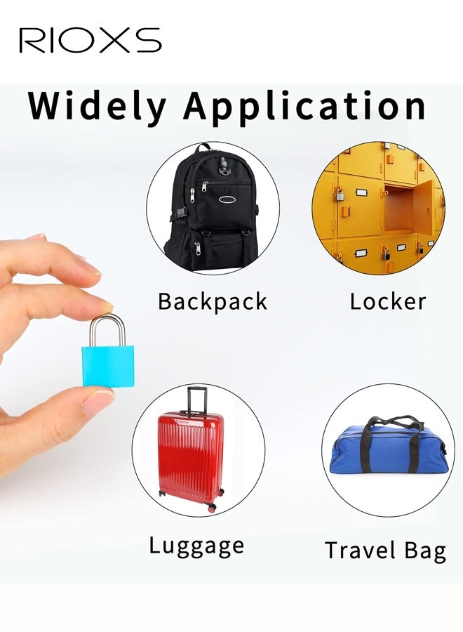 ريوكس ٤ أقفال حقائب سفر بمفاتيح، قفل معدني صغير متعدد الألوان بمفتاح، أقفال أمتعة، قفل نحاسي مغطى بالبلاستيك، مناسب لحقائب السفر، حقائب الظهر، الصناديق، حقائب الكمبيوتر المحمول. - Image 5