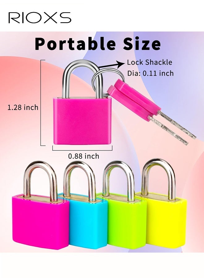 ريوكس ٤ أقفال حقائب سفر بمفاتيح، قفل معدني صغير متعدد الألوان بمفتاح، أقفال أمتعة، قفل نحاسي مغطى بالبلاستيك، مناسب لحقائب السفر، حقائب الظهر، الصناديق، حقائب الكمبيوتر المحمول. - Image 2