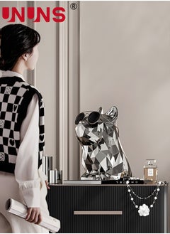 UNUNS French Bulldog Tissue Box Cover, Dog Statues Funny Electroplated Silver Tissue Box Holder, Animal Art Figurines Home Decoration for Living Room Bedroom Book Shelf TV Cabinet Desktop  - Image 4