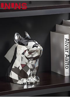 UNUNS French Bulldog Tissue Box Cover, Dog Statues Funny Electroplated Silver Tissue Box Holder, Animal Art Figurines Home Decoration for Living Room Bedroom Book Shelf TV Cabinet Desktop  - Image 2
