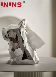 UNUNS French Bulldog Tissue Box Cover, Dog Statues Funny Electroplated Silver Tissue Box Holder, Animal Art Figurines Home Decoration for Living Room Bedroom Book Shelf TV Cabinet Desktop  - Image 3