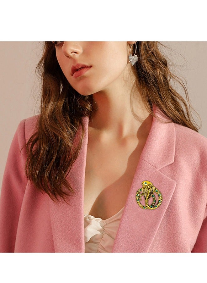 بيوند بروش على شكل ثعبان، دبابيس بروش مصنوعة من سبيكة مضادة للصدأ والبهتان، مشبك وشاح صدار للنساء والفتيات (ذهبي) - Image 3