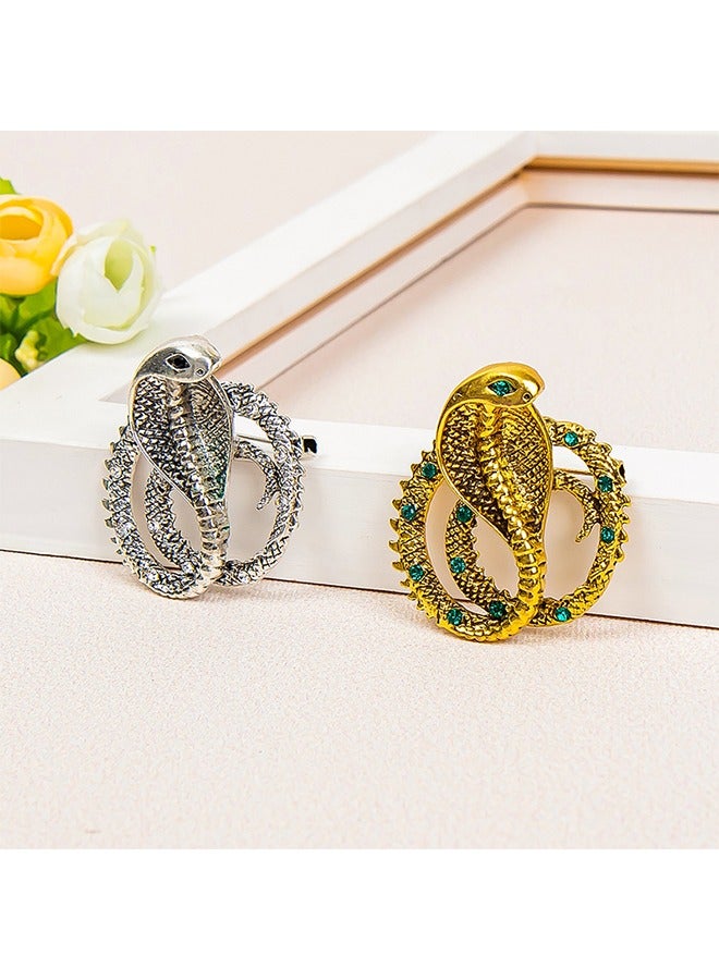 بيوند بروش على شكل ثعبان، دبابيس بروش مصنوعة من سبيكة مضادة للصدأ والبهتان، مشبك وشاح صدار للنساء والفتيات (ذهبي) - Image 4