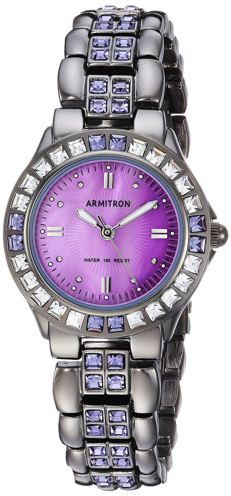 Armitron Women's 75/3689VMDG Purple Genuine Crystal-Accented Gunmetal Bracelet Watch - Image 5