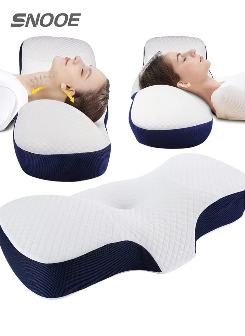 Snooe - سومكايل وسادة رغاوي الذاكرة للنوموسادة عنق الرحم لوسادة دعم الرقبة والكتف للنائمين الجانبي البوليستر الأبيض - Image 1